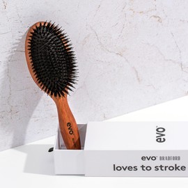 EVO bradford pin bristle brush, styling brush for all hair types, with natural boar bristles, for daily care, hair brush women, men, made of certified wood