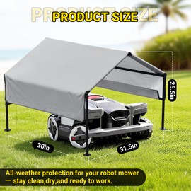 Robot Mower Garage + Waterproof Cover, 32"x30"x26" | Heavy Steel Frame