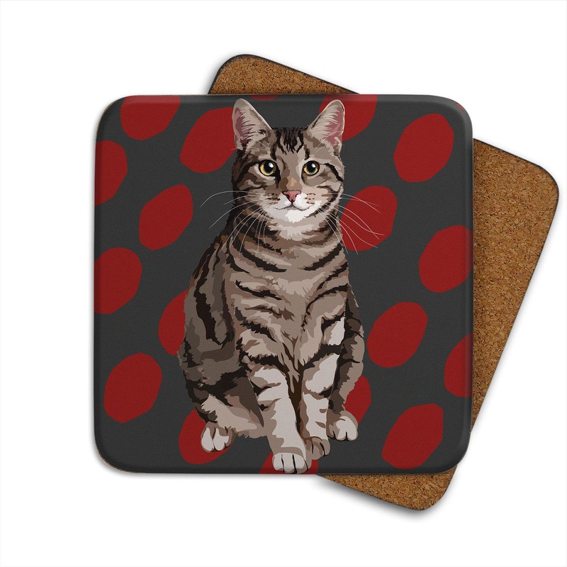 Tabby Cat - Set of 4 Coasters - Leslie Gerry