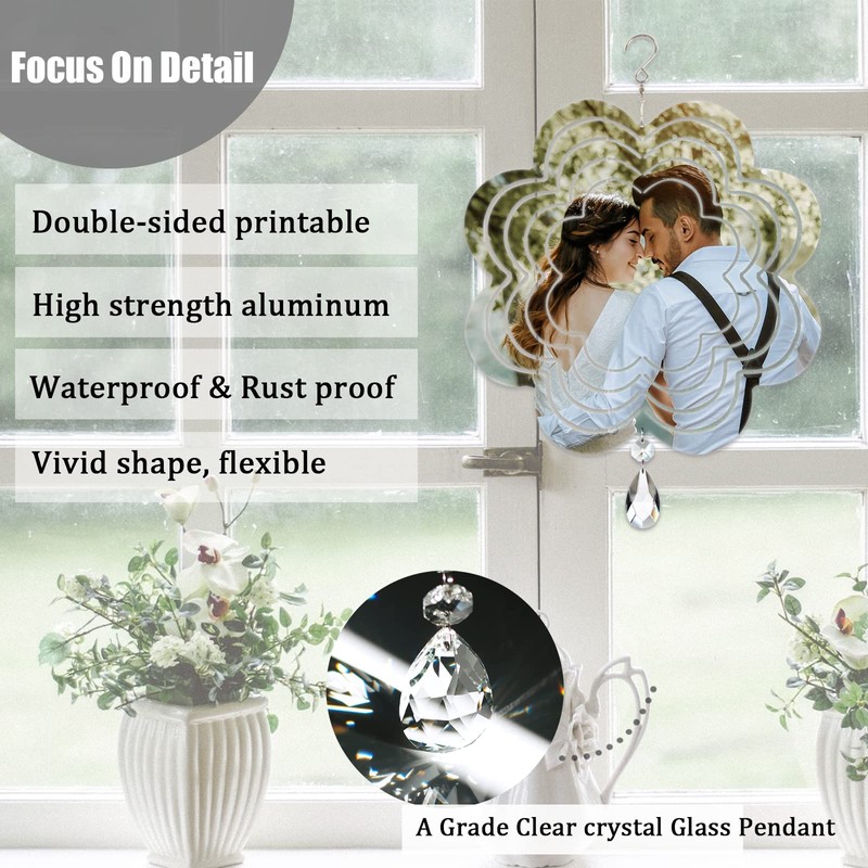 4Pack 8inch Sublimation Wind Spinner Blanks 3D Aluminum Metal Wind