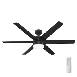 Hunter Fan 60 inch Casual Matte Black Outdoor Ceiling Fan with LED Light and Remote Control for Patios, Bedroom, Living Room/Family Room, Dining Room, Kitchen, Office (Renewed)