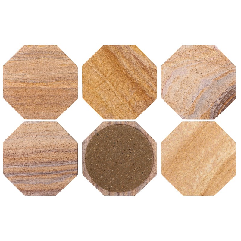 Marbco Sandstone Water Absorbent Hand Crafted Octagon Coasters for Drinks-
