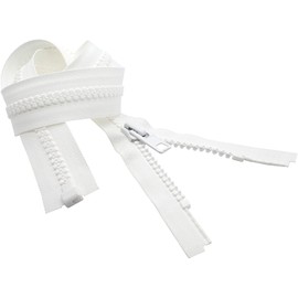 YKK #10 Heavy Duty Vislon Molded Plastic Marine Separating Zipper - Color White - Select Length - 1 Zipper Per Pack (24")