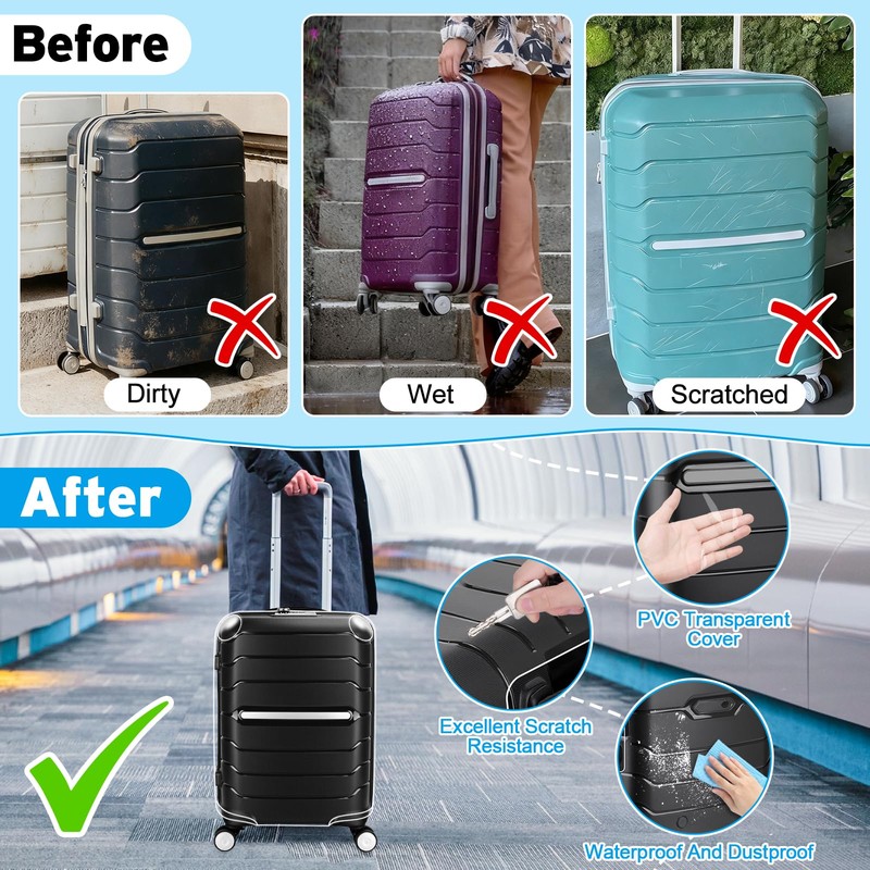 Yotako Zippered Clear PVC Suitcase Cover Protectors 20 Inch Luggage