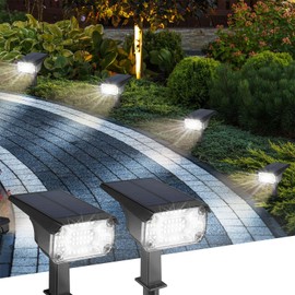Kingsyard Solar Lights Outdoor Waterproof IP68, 47 LEDs 3 Lighting Modes USB & Solar Powered Garden Yard Pathway Spot Lights for Outside Landscape, Auto On/Off, 2 Pack(Cool White)