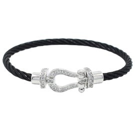 Bracelet, Men's, Women's, Stainless Steel, Zirconia, Horseshoe Shape, Bangle, Lucky Bracelet, Simple, Fashion Accessory, One size, Titanium, Cubic Zirconia