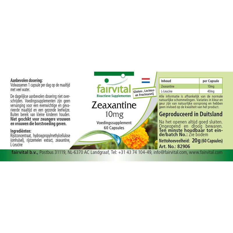 Zeaxanthin 10mg - Vegan - HIGH Dosage - 60 Capsules