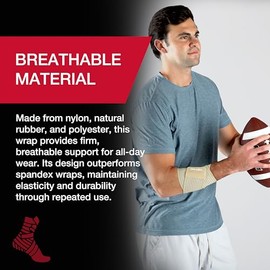 MUELLER - Envoltura de apoyo multiuso para hombres y mujeres, compresión ajustable para apoyo articular y muscular, color beige, regular (paquete de 1)