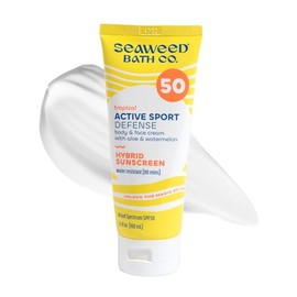 The Seaweed Bath Co. Active Defense SPF 50 Sport Crema protectora solar de amplio espectro, 3.4 onzas, algas marinas ricas en nutrientes, aloe,...    