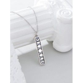Shusukue Moon Phase Necklace 925 Sterling Silver Moon Phase Pendant Necklace for Men Women