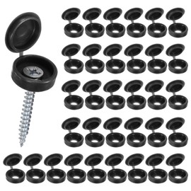 M METERXITY 100-Pack Plastic Hinged Screw Cover Caps, 4mm Shutter Screws with Caps, Fold Snap Washer Covers, Washer Flip Protection Covering M3 M4 M5 Screws Heads [Black]