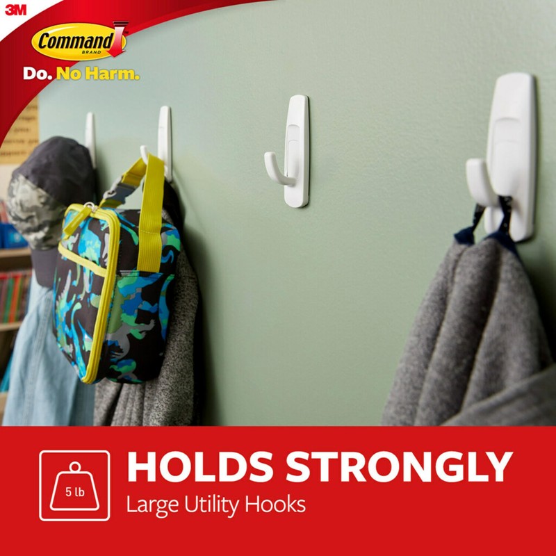Command Large Utility Hook Mega Pack, White, 14-Hooks, 16-Strips, Organize