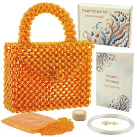 Arts and Crafts for Adults: Craft Supplies for Making Beaded Handbags. DIY Kits for Adults - Hobbies for Women, Teen Gifts. Bead Kit Art Supplies. Step-by-Step Video Tutorial. Orange