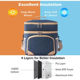 sunVigorous Cool Bag, Picnic Bag, 15 L, Lunch Bag, Thermal Bag, Insulated Bag for Transporting Food (Black, 15L)