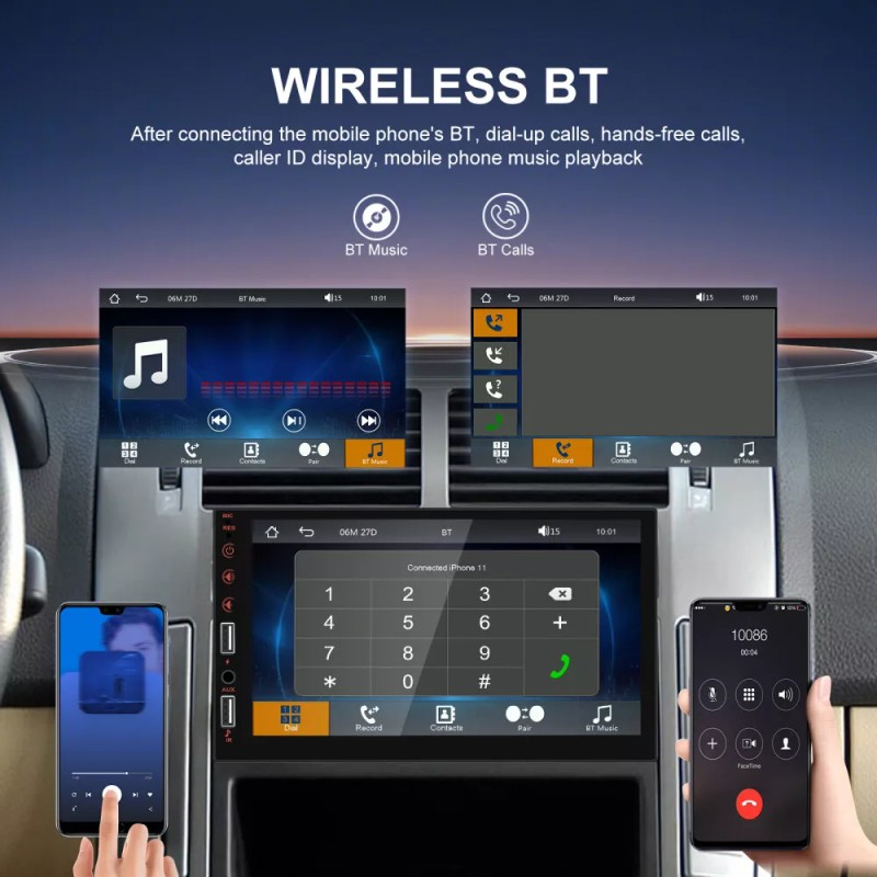 Camecho Camera Touch Screen Car Stereo Radio Bluetooth Apple Carplay