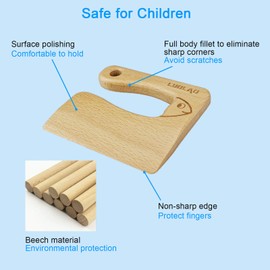 LUOLAO Wooden Kids Knife for Cooking and Safe Cutting Veggies Fruits, Cute Fish Shape Kids Kitchen Tools, Christmas Gifts for kids, 2-5 Years Old Applicable