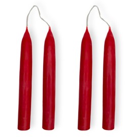 Candlestock Beeswax Taper Candles – Standard 7/8" Diameter, Pure 100% Natural USA Beeswax, Cotton Wick, Dripless, Long-Burning, Handmade in Woodstock, NY- 6 Inches - 2 Pairs (4 Candles) - Rose Red