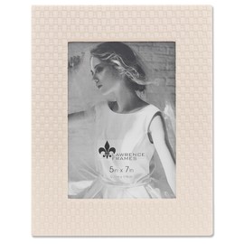Lawrence Frames Vegan Leather Picture Frame, Weave Design, 5x7, Cream