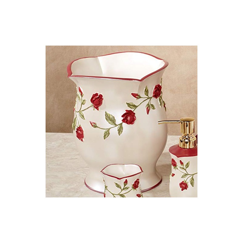 Touch of Class Vining Rose Wastebasket Pearl