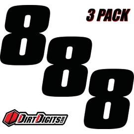 Dirt Digits DD43B-8 Black 4" High-Gloss Precision Die Cut Vinyl Number 8, 3 Pack