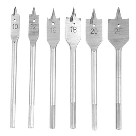 6 Unids Spade Bits Sets HRC55-HRC60 Pala de acero de alto carbono para Pala plana para carpintería Brocas de 10-25 mm, sierra de agujero