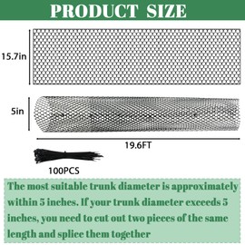 COZYDIG 20FT Mesh Tree Trunk Protector Guard,Tree Wraps to Protect Bark with 100 Pcs Ties,Plant Guard Protectors for Preventing Deer Rabbit Rodents Mowers Trimmers