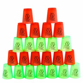 SEISSO Stacking Cups Games, 24pcs Cup Stacking Set Classic Stack Training Game Toys for Boys Girls Kids Stack Cups (12 Pack Green + 12 Pack Red)