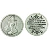 Praying Hands Pocket Token Silver Tone Devotional with Serenity Prayer