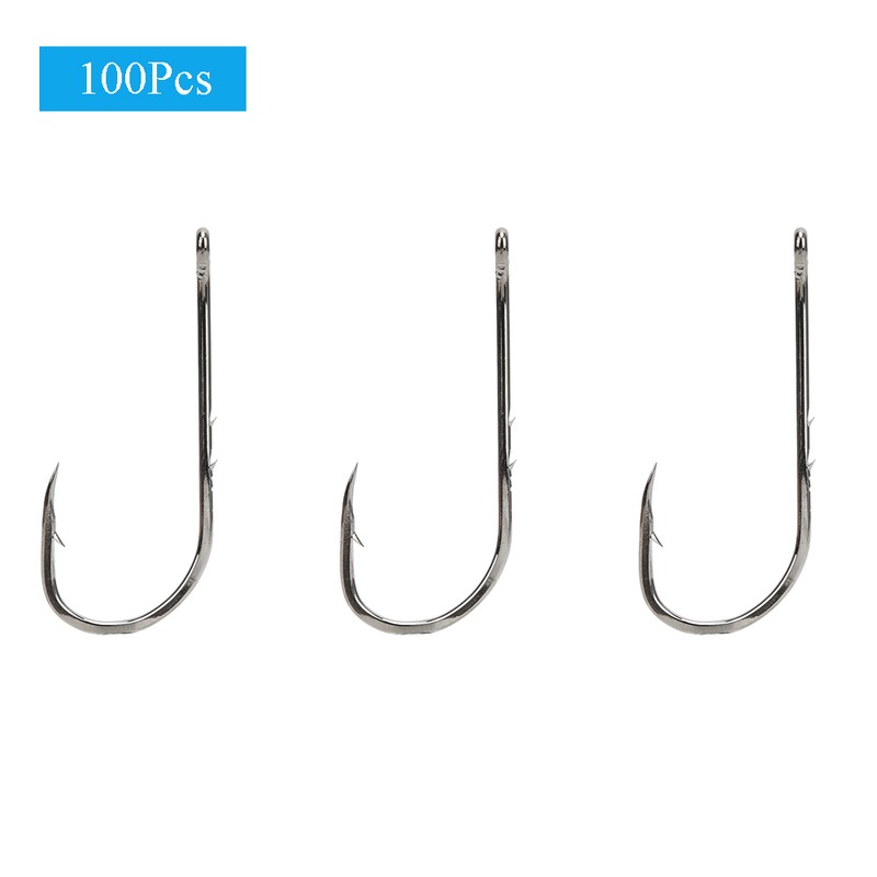 100Pcs 6/0# High Carbon Steel Sharp Fish Hooks with Barb