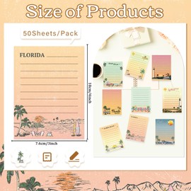 Lovarywow Florida Sticky Notes Gifts - 9 Pack Cute Sticky Notes 3x4 Inch Florida Beach Post It Notepads Traveler Birthday Christmas Party Gifts Miami Post It Pads Office School Supplies 450 Sheets