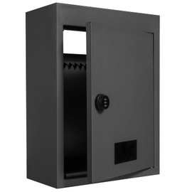 Happybuy Through The Wall Drop Box, Heavy Duty Steel Through The Wall Mailbox with 2.8-7.9" 13" Combination Lock, 12.5x6.3x16.9 Mail Drop Box, Black