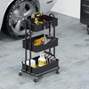 Simple Houseware 3-Tier Heavy Duty Metal Utility Rolling Cart, Black