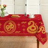 Horaldaily Newyear Tablecloth 52×70 Inch Rectangular, Chinese Snake Lunar New