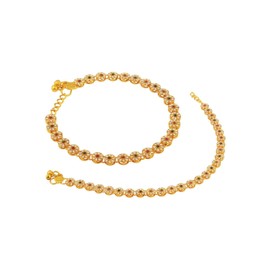 Efulgenz Indian Traditional bollywood Silver Tone Bell Charms Chain CZ Crystal Studded Anklet Set Bollywood Bridal Bracelet Payal Foot Jewelry, Copper, not known