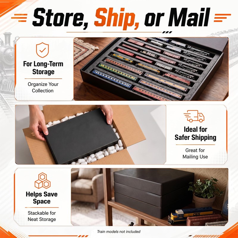 Silipull 3 Pcs N Scale Model Train Storage Box with