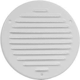 HVAC OV 6 Inch (Inner) Pack of 5 White Stainless Steel Round Soffit Air Vent Cover, Register Vent Deflector, HVAC Louvered Grille with Mesh Screen, Bathroom Home Office Kitchen - 7.2 Inch (Outer)