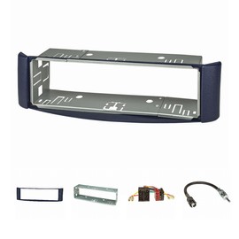 tomzz Audio 2451-017 Radio Fascia Set Compatible with Smart Fortwo (450) Year of Manufacture 1998-2007 Blue with Metal Slot Radio Adapter ISO Raku2 Antenna Adapter ISO