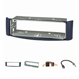 tomzz Audio 2451-017 Radio Fascia Set Compatible with Smart Fortwo (450) Year of Manufacture 1998-2007 Blue with Metal Slot Radio Adapter ISO Raku2 Antenna Adapter ISO