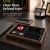 Wooden Valet Tray, 12X8 Inch Desk Organizer with Leather Base,