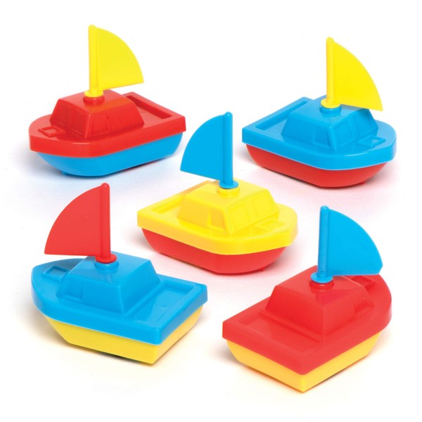 Baker Ross AT950 Mini Pull Back Racing Boats - Pack of 6, For Kids Party Bags and Small Toys for Children