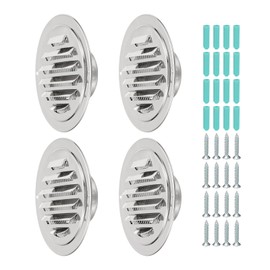 PATIKIL 3 Inch Round Air Vents, 4 Pcs Outlet Vents Cover Bulk Cover 304 Stainless Steel Louver Grille Cover Ducting Air Ventilation Wall Vent Cover for Ceiling Mount Bathroom Vent, Silver