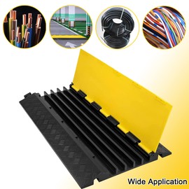 CXRCY 5 Channel Cable Protectors Ramp, 2Pack Cable Ramps,18000lbs Capacity Heavy Duty Rubber Driveway Traffic Speed Bumps Hose Cord Cable Protector Ramp for Wire/Hose/Pipe Hider