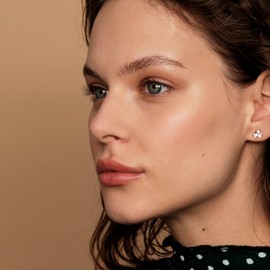 PAVOI 14K Rose Gold Plated Sterling Silver Cubic Zirconia Stud Earrings for Women Pear 6x8mm