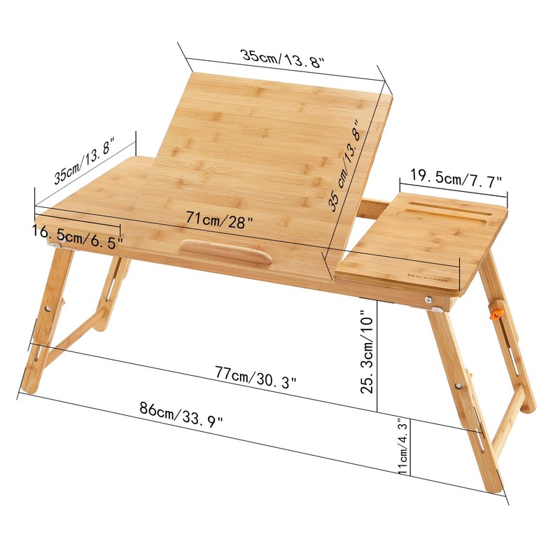 Laptop Desk Nnewvante Bamboo Laptop Table Adjustable Lap Tray Bed
