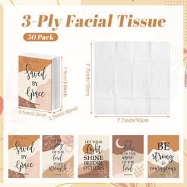 Outus 50 Pcs Christian Pocket Tissues Travel Size 3 Ply Small Bible Verse Facial Tissues Individual 400 Sheets Religious Gift for Church Coworker Wedding Travel