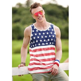 Arvilhill Men's Patriotism Tank Top Memorial Day Sleeveless Shirt Inappropriate 4th of July Cutoff Shirt XL