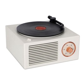 KESYOMA Old Fashioned Classic Vinyl Record Player Style Bluetooth Speaker White Portable Stereo Sound Cute Look Gift for Girls Bass Enhancement Loud Volume Speaker