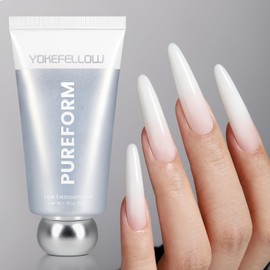 YOKEFELLOW Pureform Poly Nail Gel 50g, HEMA & TPO Free,Milky White Nail Extension Gel for Professional Salon Use(PF02 Pure Snow)