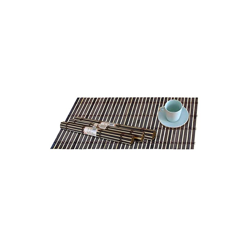 Set of 4 Bamboo Placemats, 30 x 40 cm, Brown/Beige