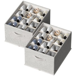 FHSQX 2 Pack Shoe Organizer for Closet,Foldable Shoe Organizer,Fits up to 24 Pairs,Storage Containers With Bottom Support for Shoes